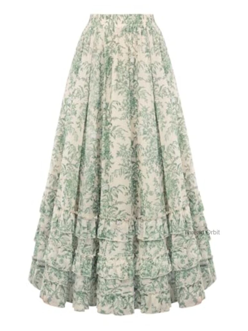 Women's Floral Chiffon Ruffle Maxi Skirt Lightweight High Waist A-Line